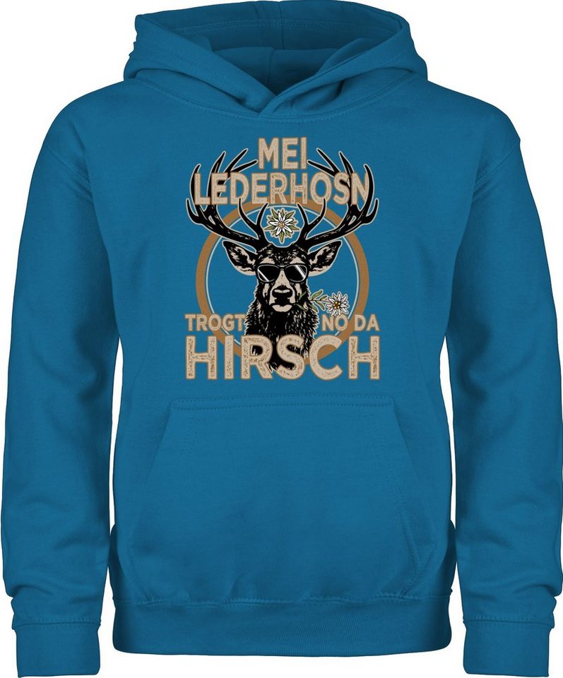 Shirtracer Hoodie Trachten Outfit Lederhose Spruch Trägt der Hirsch Mode für Oktoberfest Kinder Outfit von Shirtracer