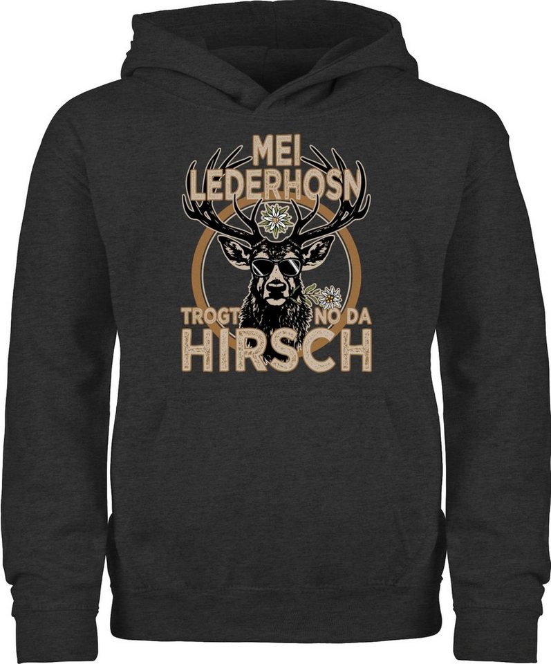 Shirtracer Hoodie Trachten Outfit Lederhose Spruch Trägt der Hirsch Mode für Oktoberfest Kinder Outfit von Shirtracer