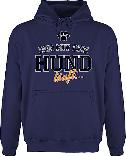 Hoodie Herren Pullover Männer - Geschenk für Hundebesitzer - Der mit dem Hund läuft - 5XL - Navy Blau - hunde. geht hoodys hunde liebhaber hundeliebhaber die oberteil herr menschen hundefreunde von Shirtracer