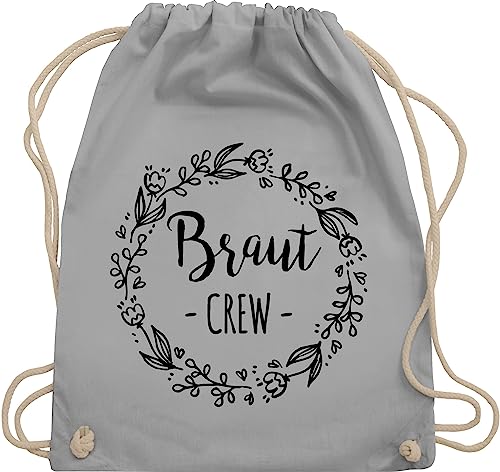 Turnbeutel Rucksack - JGA Junggesellenabschied Frauen - Braut Crew Team Braut - Unisize - Hellgrau - jungesellinnenabschied frau outfit junggesellinnenabschied bride beuteltasche beutel blumenkranz von Shirtracer