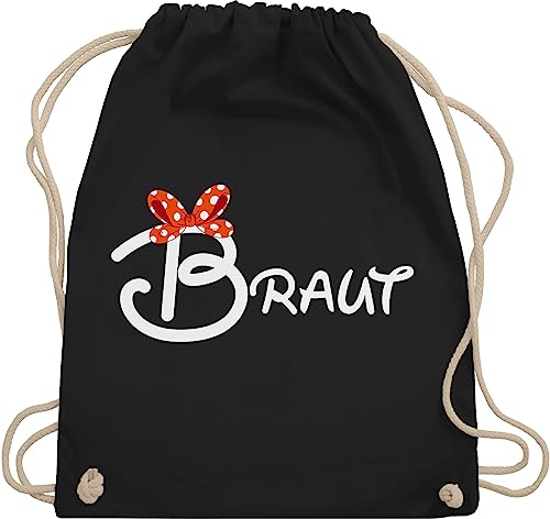 Turnbeutel Rucksack - JGA Junggesellenabschied Frauen - Braut Schleife weiß - Unisize - Schwarz - brauttaschen bachelorette party stoffrucksack junggesellinnenabschied outfit jungesselnabschied von Shirtracer