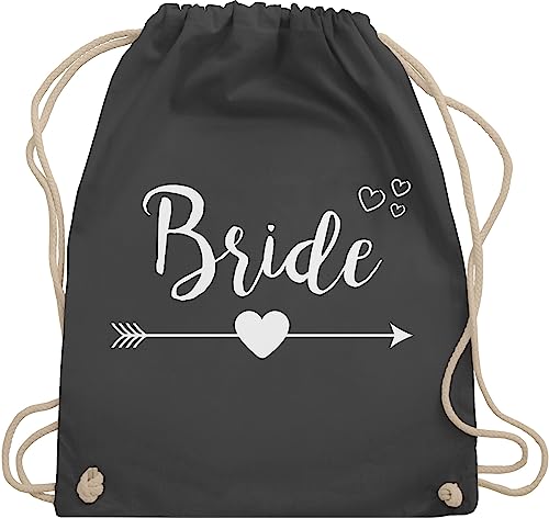 Shirtracer Turnbeutel Rucksack - JGA Junggesellenabschied Frauen - Bride Herzpfeil - Unisize - Dunkelgrau - junggessellinnenabschied beutel baumwolle tasche jungesellinnenabschied juterucksack damen von Shirtracer