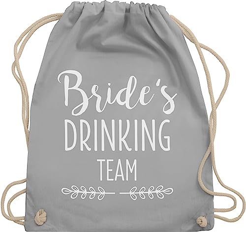 Turnbeutel Rucksack - JGA Junggesellenabschied Frauen - Brides Drinking Team Bride - Unisize - Hellgrau - utensilien junggesellinnenabschied brauttaschen bachelorette party bride's juterucksäcke von Shirtracer