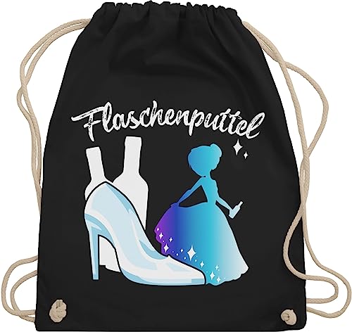 Turnbeutel Rucksack - JGA Junggesellenabschied Frauen - Flaschenputtel I Flaschen Puttel Mädelsabend I Saufprinzessin I Malle Party Trinken I Saufen - Unisize - Schwarz - saufrucksack brauttaschen von Shirtracer