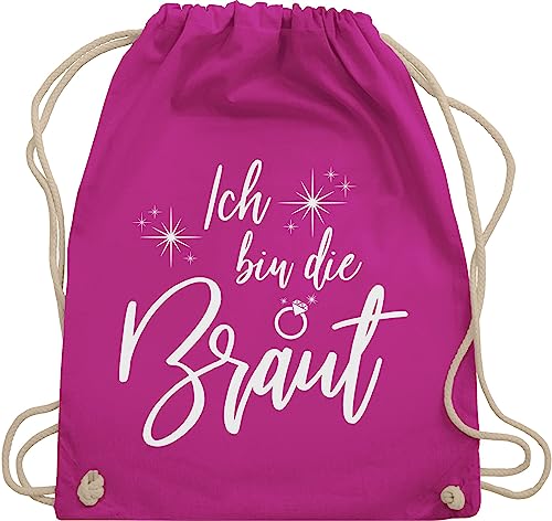 Shirtracer Turnbeutel Rucksack - JGA Junggesellenabschied Frauen - Ich bin die Braut Bride - Unisize - Fuchsia - hen party accessories brauttaschen jungesselnabschied juterucksäcke brautbeutel von Shirtracer