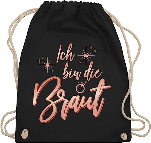 Shirtracer Turnbeutel Rucksack - JGA Junggesellenabschied Frauen - Ich bin die Braut Sparkles rosé-gold - Unisize - Schwarz - brauttaschen bachelorette party beutel junggesellinnenabschied outfit von Shirtracer