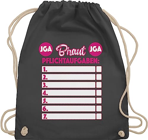 Turnbeutel Rucksack - Junggesellenabschied Frauen - JGA Braut Pflichtaufgaben - Unisize - Dunkelgrau - beutel brauttaschen bachelorette party juterucksäcke aufgaben junggesellinnenabschied outfit von Shirtracer
