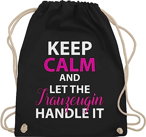 Shirtracer Turnbeutel Rucksack - JGA Junggesellenabschied Frauen - Keep Calm Trauzeugin - Unisize - Schwarz - geschenk an trauzeugen brauttaschen bachelorette party trauzeuginnen beutel von Shirtracer