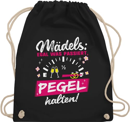 Turnbeutel Rucksack - JGA Junggesellenabschied Frauen - Mädels Egal was passiert Pegel halten - Unisize - Schwarz - team braut brauttaschen bachelorette party malle juterucksäcke apres ski von Shirtracer