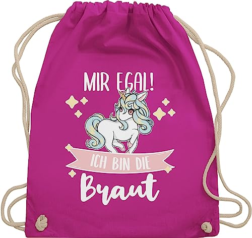 Turnbeutel Rucksack - JGA Junggesellenabschied Frauen - Mir egal ich bin die Braut - Einhorn weiß - Unisize - Fuchsia - brautgeschenk brauttaschen bachelorette party bridemaid juterucksäcke von Shirtracer