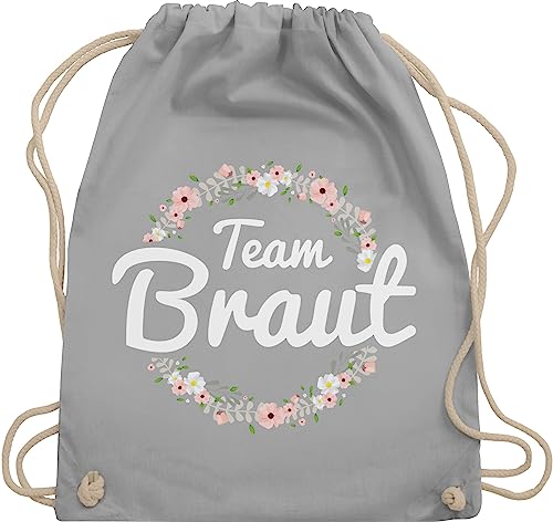 Turnbeutel Rucksack - JGA Junggesellenabschied Frauen - Team Braut Blumenkranz - Bride Crew - Unisize - Hellgrau - hen party accessories brauttaschen jungesselnabschied bridemaid beutel von Shirtracer