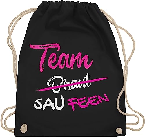 Turnbeutel Rucksack - JGA Junggesellenabschied Frauen - Team Braut Sau Feen - Unisize - Schwarz - trinkbeutel bride brauttaschen bachelorette party wir saufen juterucksäcke von Shirtracer