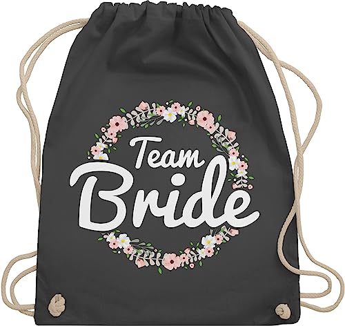 Turnbeutel Rucksack - Team Bride Blumenkranz I Bride Crew - Unisize - Dunkelgrau - utensilien junggesellinnenabschied brauttaschen jga bridemaid beutel brautjungfern tasche von Shirtracer