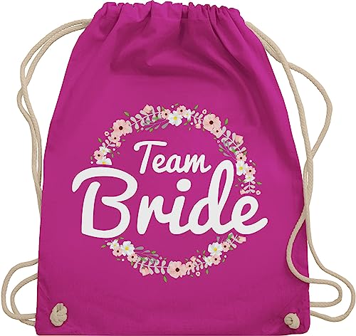 Turnbeutel Rucksack - Team Bride Blumenkranz I Bride Crew - Unisize - Fuchsia - brautjungfern stoffbeutel beutel jga jungesellinnenabschied outfit junggesellenabschied gefolge der braut sportsack von Shirtracer