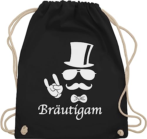 Turnbeutel Rucksack - JGA Junggesellenabschied Männer - Bräutigam Hipster - Unisize - Schwarz - polter rucksäcke jungesellenabschied groom juterucksäcke outfit jungesselnabschied braeutigam von Shirtracer