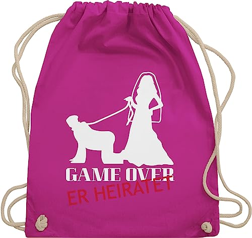 Shirtracer Turnbeutel Rucksack - JGA Junggesellenabschied Männer - Game Over - Er Heiratet - Unisize - Fuchsia - 2024 polterabend bräutigam stoffbeutel beutel poltern hochzeit taschen tasche von Shirtracer