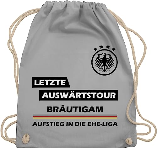 Shirtracer Turnbeutel Rucksack - JGA Junggesellenabschied Männer - Letzte Auswärtstour Bräutigam - Unisize - Hellgrau - auswärts polter rucksäcke jungesellenabschied groom beutelrucksäcke outfit von Shirtracer