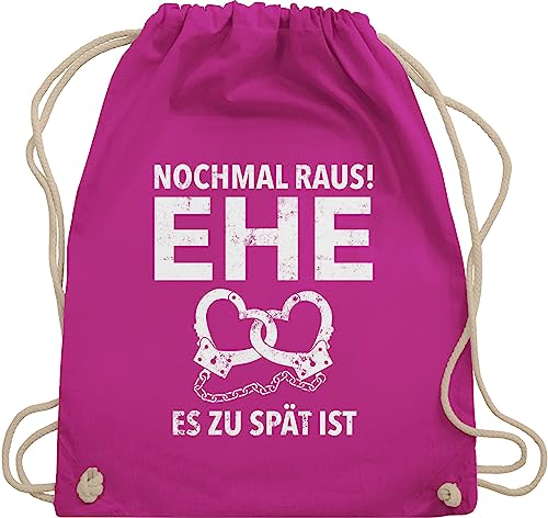 Turnbeutel Rucksack - JGA Junggesellenabschied Männer - Nochmal raus Ehe es zu spät ist - Unisize - Fuchsia - junggessellinnenabschied stoffbeutel beutel polterabend gym sack tasche poltern von Shirtracer