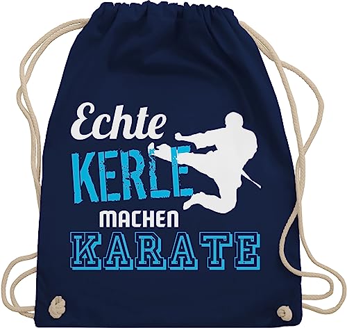 Turnbeutel Rucksack - Kampfsport - Echte Kerle machen Karate - Unisize - Navy Blau - sporttasche baumwolle beuteltasche stoff kordelzug kordel kinder beutel kinderturnbeutel sport männer bag von Shirtracer