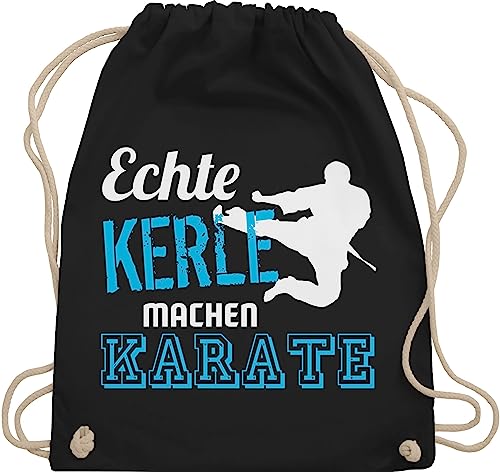 Turnbeutel Rucksack - Kampfsport - Echte Kerle machen Karate - Unisize - Schwarz - kinderturnbeutel sport männer stoffbeutel beutel sportbeutel stoffturnbeutel trainingsbeutel beuteltasche tasche von Shirtracer