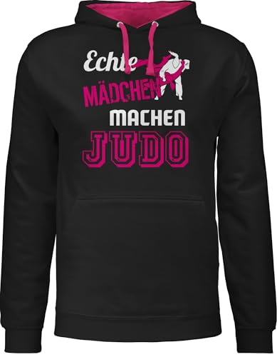 Shirtracer Pullover Herren Frauen Hoodie Kontrast zweifarbig - Kampfsport - Echte Mädchen Machen Judo - XS - Schwarz/Fuchsia - Pulli Kapuzenpullover mit Kapuze Damen-Pullover Damen Shirtracer Pullover Herren Frauen Hoodie Kontrast zweifarbig - Kampfsport - Echte Mädchen Machen Judo - XS - Schwarz/Fuchsia - Pulli Kapuzenpullover mit Kapuze Damen-Pullover Damen von Shirtracer
