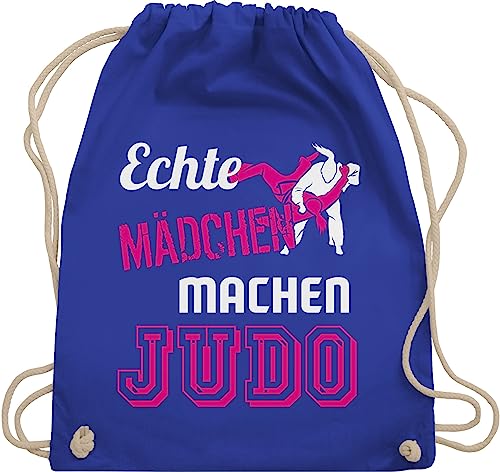 Turnbeutel Rucksack - Kampfsport - Echte Mädchen machen Judo - Unisize - Royalblau - sport taschen gym bag sportrucksack mit schnur rucksäcke sackerl sportbag kordel kinder baumwolle stoff von Shirtracer