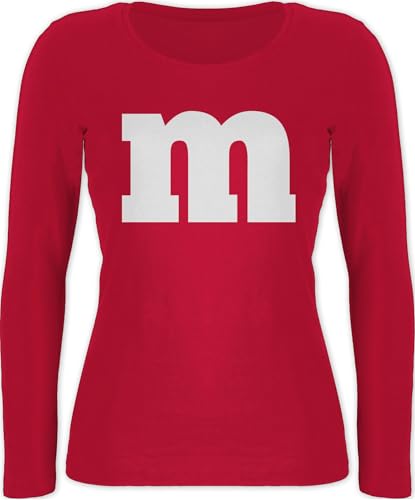 Langarmshirt Damen - & Fasching - M Aufdruck Karneval I M&M Schokolinse I MM Fastnacht I Fasnacht I Fasnet - S - Rot - Gruppen Tshirts Karnevals t Shirt Faschings m& Langarm Partner Shirts von Shirtracer