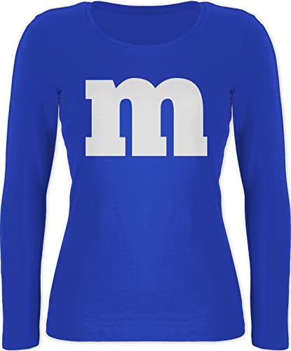 Langarmshirt Damen - Karneval & Fasching - M Aufdruck - XS - Blau - Karnevals MMS Langarm t-Shirt Partner Tshirts Faschings Oberteile köstüme Gruppen Longsleeve Shirt Dame Fasching, Buchstaben von Shirtracer