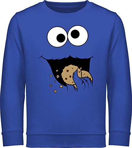 Sweatshirt Kinder Pullover für Jungen Mädchen - Keks-Monster - 116 (5/6 Jahre) - Royalblau - krümmelmonsteranzug karneval auge reitpullover fasching kekz pulli faschings keke kinderpullover jeck von Shirtracer