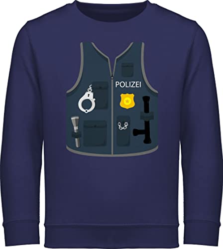 Sweatshirt Kinder Pullover für Jungen Mädchen - Karneval & Fasching - Polizei Weste Kostüm Fastnacht I Fasnacht I Fasnet - 128 (7/8 Jahre) - Navy Blau - faschings polizist reitpullover jeck von Shirtracer