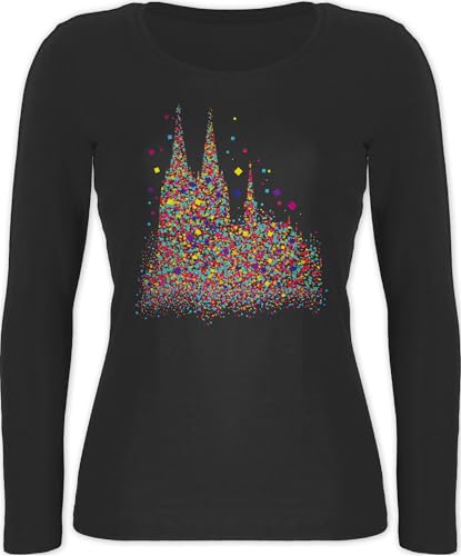Langarmshirt Damen - & - Kölner Dom Konfetti I Karneval I Fasching - L - Schwarz - köln Shirt rot Weiss Langarm faschingsshirt Faschings Koln Oberteil t Karnevals Oberteile fassenacht kölle von Shirtracer