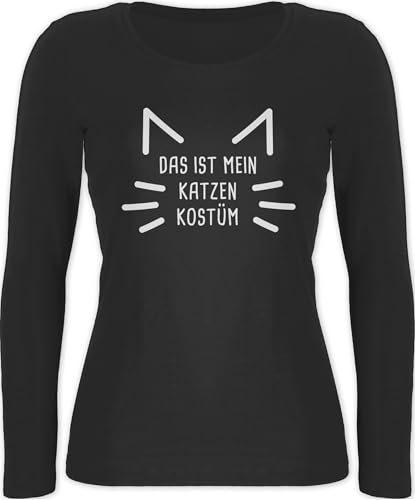Langarmshirt Damen - Karneval & Fasching - Das ist Mein Katzen Kostüm I Cat I Katze I Katzenkostüm I Cats - S - Schwarz - Tshirt Langarm Karnevals t Shirt Faschings Meow Shirts mit faschingsshirt von Shirtracer