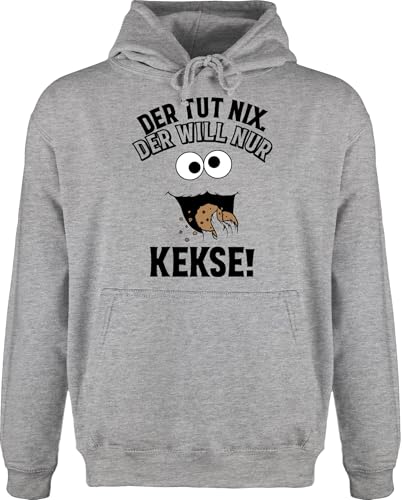 Shirtracer Hoodie Herren Pullover Männer - Karneval & Fasching - Der TUT nix der Will nur Kekse I Krümelmonster I Keksmonster - 4XL - Grau meliert - Faschings keks Hoodies Outfit Karnevals Motto von Shirtracer