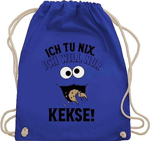 Turnbeutel Rucksack - Karneval & Fasching - Taschen - Ich tu nix Ich will nur Kekse I Krümelmonster I Keksmonster - Unisize - Royalblau - kinderturnbeutel jungen karnevalsbeutel faschings keks von Shirtracer