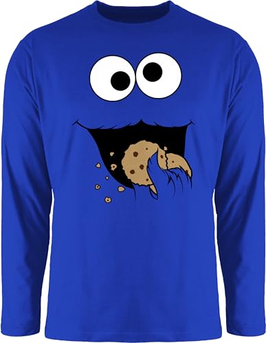 Langarmshirt Herren Langarm Shirt - Karneval & Fasching - Keks Monster I Krümelmonster I Cookie Monster Fastnacht I Fasnacht I Fasnet - 3XL - Royalblau - Fun Shirts Faschings Oberteile Karnevals von Shirtracer