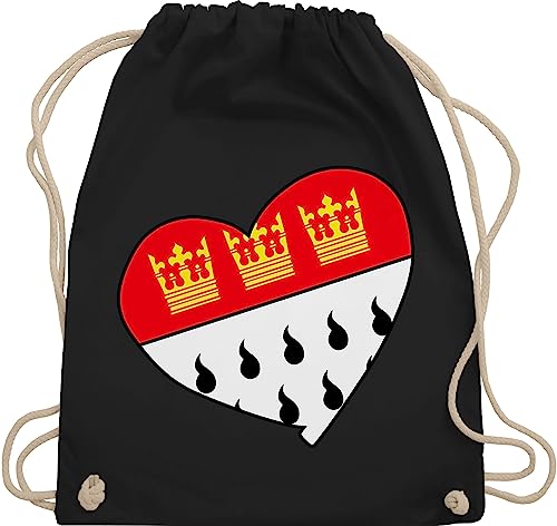 Shirtracer Turnbeutel Rucksack - Karneval & Fasching - Taschen - Köln Wappen Herz I Geschenk für Köln Fans - Unisize - Schwarz - wurfbeutel karnevalsbeutel faschings koln beutel köln+produkte von Shirtracer