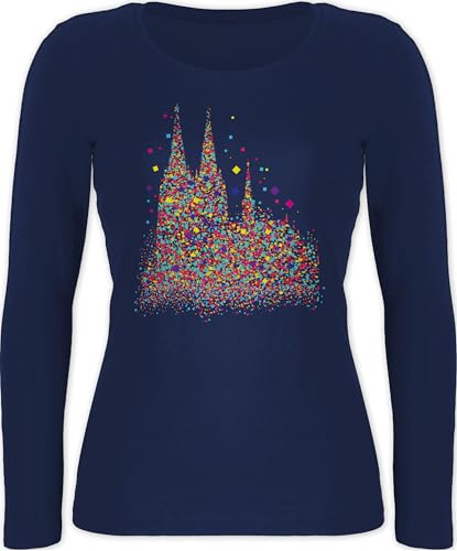 Langarmshirt Damen - & - Kölner Dom Konfetti I Karneval I Fasching - L - Marineblau - köln Shirt rot Weiss Langarm faschingsshirt Faschings Koln Oberteil t Karnevals Oberteile fassenacht kölle von Shirtracer