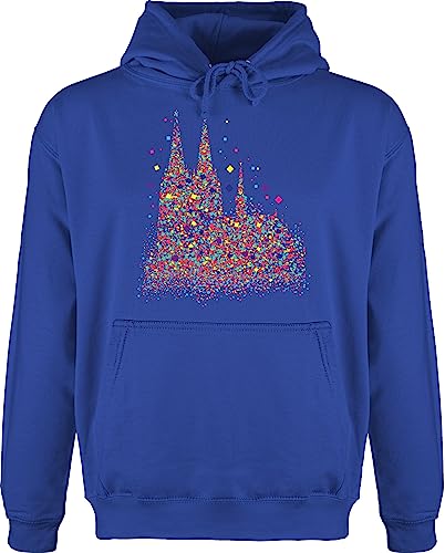 Hoodie Herren Pullover Männer - Karneval & Fasching - Kölner Dom Konfetti - L - Royalblau - kölsche koelner kölscher zum in köln verkleidet karnevals für &fasching rut und wiess 2023 karneval& von Shirtracer