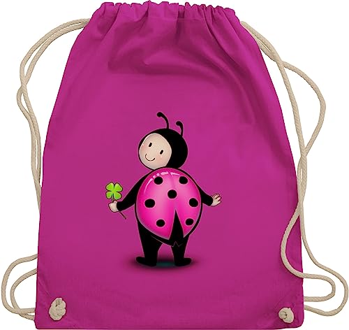 Turnbeutel Rucksack - & Taschen - Marienkäfer - Kindergarten Fasching Karneval Kinder - Unisize - Fuchsia - kinderrucksack wurfbeutel köstüme süsses juterucksack stoffbeutel karnevals tasche von Shirtracer