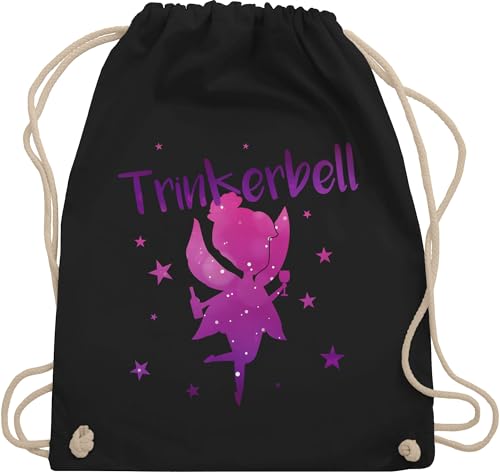 Turnbeutel Rucksack - JGA Junggesellenabschied Frauen - Trinkerbell I Alkohol Fee Trinkerbelle I Trinker Bell Fee - Unisize - Schwarz - taschen karneval brauttaschen bachelorette party feen beutel von Shirtracer