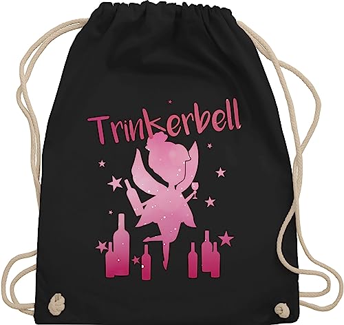 Turnbeutel Rucksack - JGA Junggesellenabschied Frauen - Trinkerbell Malle - Unisize - Schwarz - karneval brauttaschen festival partner beutel fasching festivalbeutel bachelorette party trinken von Shirtracer