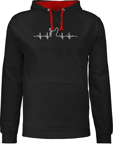 Shirtracer Pullover Herren Frauen Hoodie Kontrast zweifarbig - Katzenbesitzer Geschenk - Herzschlag Katze - XS - Schwarz/Rot - katzenpullover cat Haustier Hoddies katzenhoodie Katzen katzenmama Hoody von Shirtracer