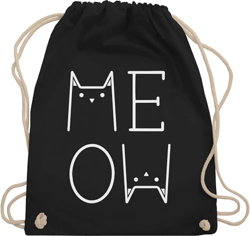 Turnbeutel Rucksack - Katzenbesitzer Geschenk Katze - MEOW weiß - Unisize - Schwarz - katzen-tasche cat lover stoffrucksack mit katzenmotiv katzen stoffbeutel katzenmotive beutel cats turnsackerl von Shirtracer