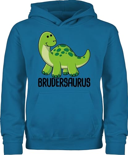 Kinder Hoodie Jungen Mädchen - Brudersaurus I Dino Kleiner Großer Bruder - 128 (7/8 Jahre) - Himmelblau - für Weihnachten Geschenke seinen sprüche den Geschenk Meinen von Shirtracer