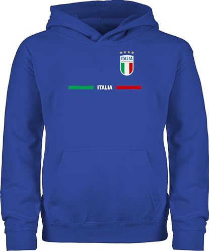 Kinder Hoodie Jungen Mädchen - Fußball EM WM - Italien Trikot Wappen | Italia mit Stolz | Italienisches Fan-Motiv - 104 (3/4 Jahre) - Royalblau - europameisterschaft italy hoods fussball italian von Shirtracer