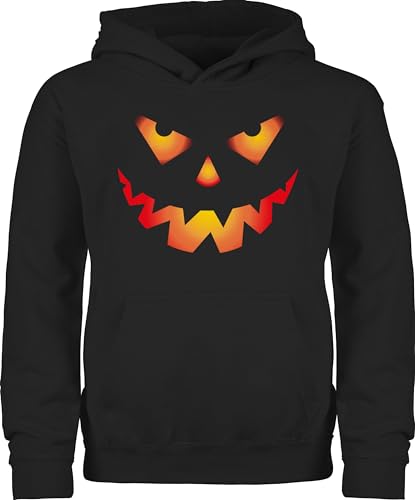 Kinder Hoodie Jungen Mädchen - Halloween Kürbis Gesicht Gruseliger Kürbisgesicht Gruselig Böse - 140 (9/11 Jahre) - Schwarz - hoodie+halloween gruseliges kürbisgesichter pullover horror hoodies von Shirtracer