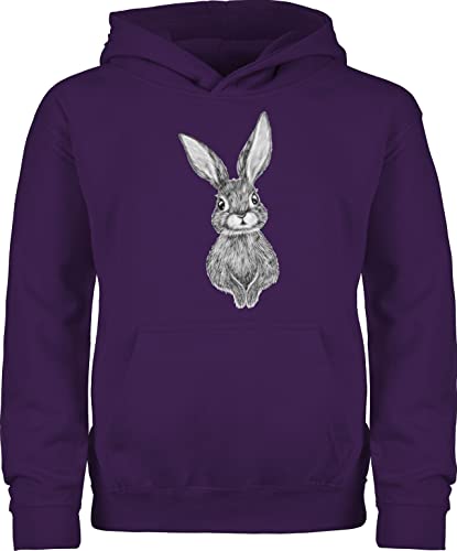 Shirtracer Kinder Hoodie Jungen Mädchen - Hase Kaninchen I Häschen - 116 (5/6 Jahre) - Lila - Pulli osterhasen Oster Pullover Osterhase Ostern Junge Hasen Ostern￼ hasenmotiv frühling mit Motiv von Shirtracer