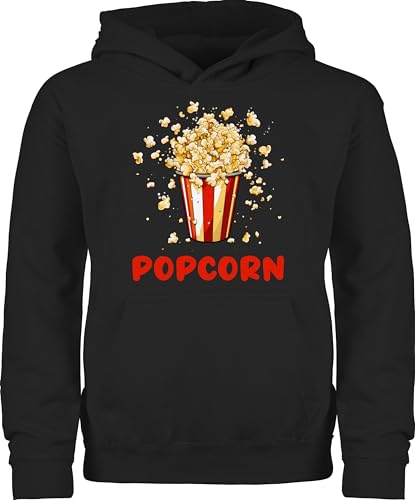 Kinder Hoodie Jungen Mädchen - Karneval & Fasching - Popcorn Fan Popcornverkleidung Filmliebhaber Pop-Corn - 152 (12/13 Jahre) - Schwarz - karneval& fasching- carneval faschings- fastnacht fasnet von Shirtracer