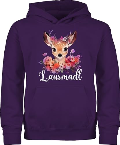 Kinder Hoodie Jungen Mädchen - Kompatibel mit Oktoberfest Trachtenshirt - Lausmadl Lausmadel Lausdrindl Lausmädchen - 116 (5/6 Jahre) - Lila - bayrische volksfest bayrischer abend boarische von Shirtracer