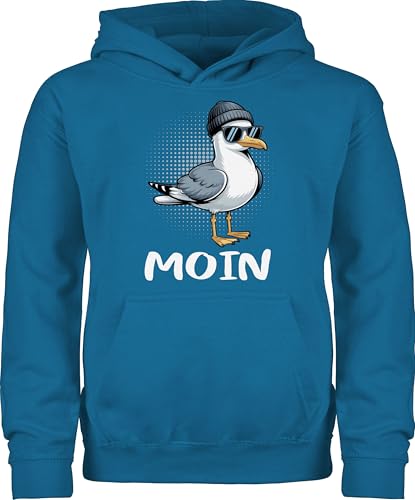 Shirtracer Kinder Hoodie Jungen Mädchen - Moin Geschenk Coole Möwe I Moinsen Geschenkidee maritim I Ostsee I Nordsee I Moinzen - 128 (7/8 Jahre) - Himmelblau - Maritime von Shirtracer